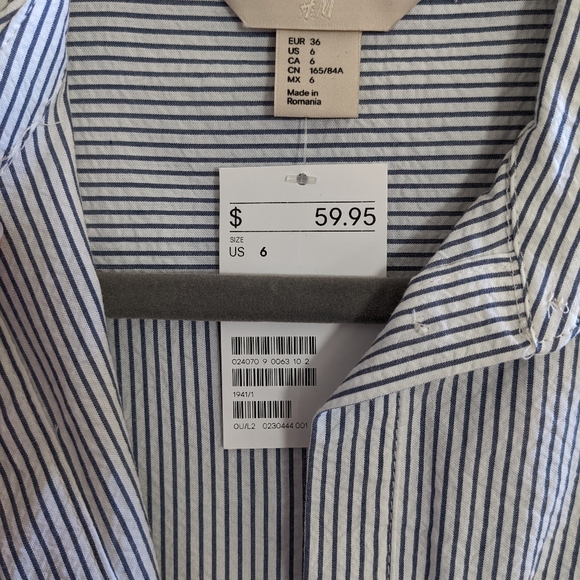 NWT H&M striped shirt dress size 6 - Picture 3 of 4